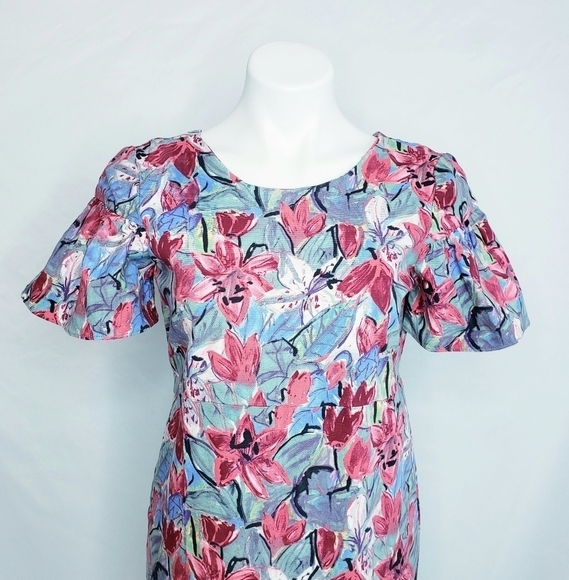 Zara Trafaluc Floral Tie Back Mini Dress Flutter Sleeves - Picture 3 of 12